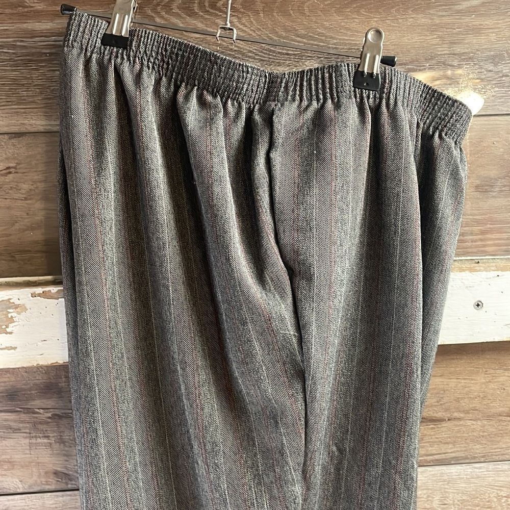 Allison Daley Gray Black Red Pinstriped Dress Pants Elastic Waist  22W Vintage - Picture 5 of 10